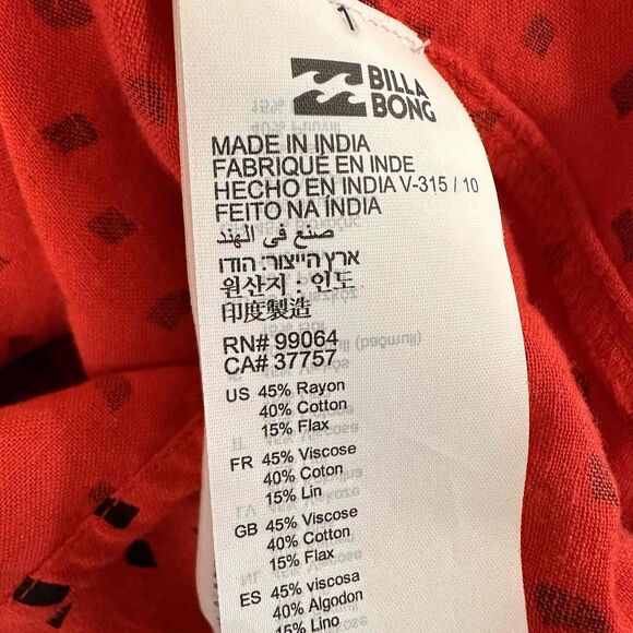 Billabong Sincerely Jules Red Polka Dot Ruffle One-Shoulder Dress Size Small - Picture 6 of 6